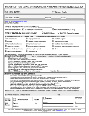 CONNECTICUT REAL ESTATE APPRAISAL COURSE Ct  Form