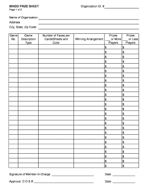 Blank Bingo Template  Form