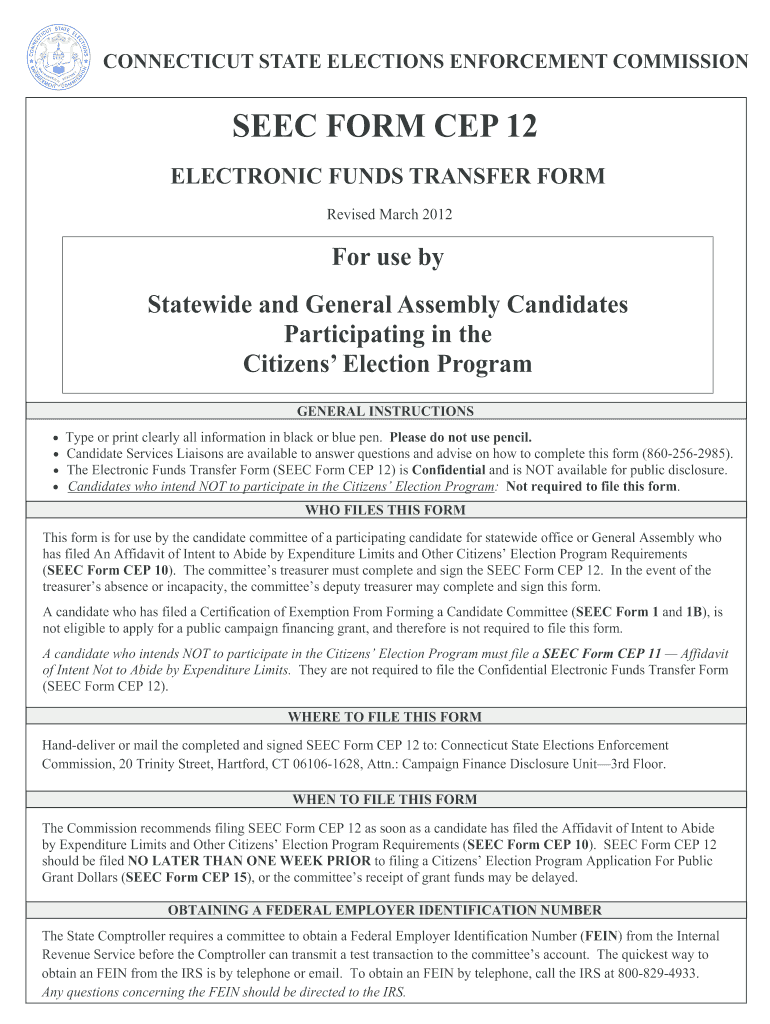 SEEC FORM CEP 12  the State of Connecticut Website