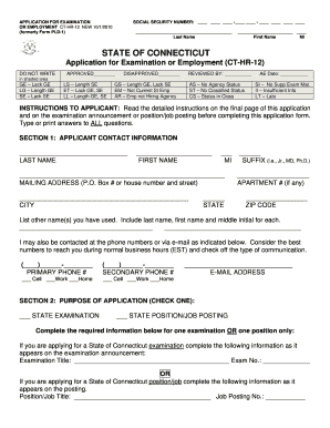 Emailing Application for Examination or Employment State of Connecticut Form