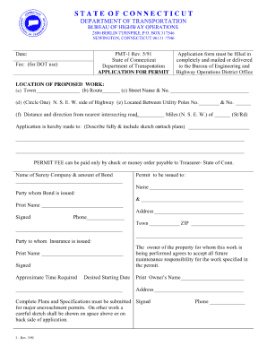 Ct Dot Encroachment Permit  Form