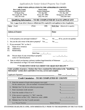 Delaware Senior School Property Tax Credit  Form
