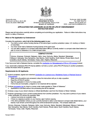 Nursing Endorsement Application Dpr Delaware  Form