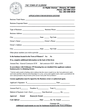 Business License Delaware  Form
