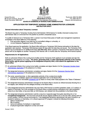 NHA Temp Application Dpr Delaware  Form