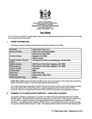 Fact Sheet Division of Water Delaware Dnrec Delaware  Form
