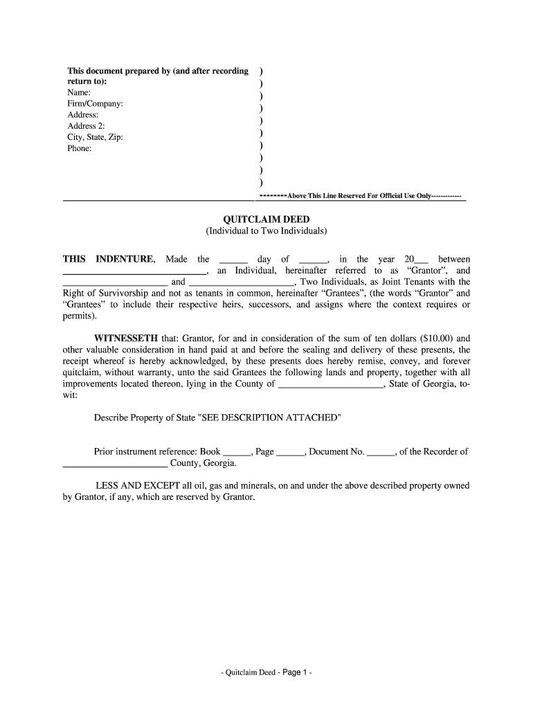 Quitclaim Deed Georgia  Form