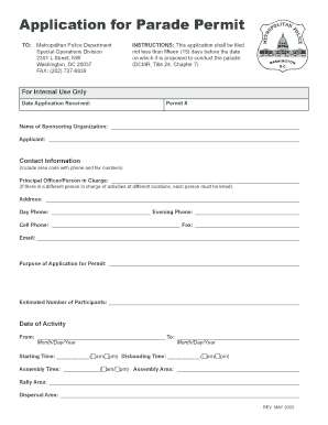 Dc Parade Permit Registration Form