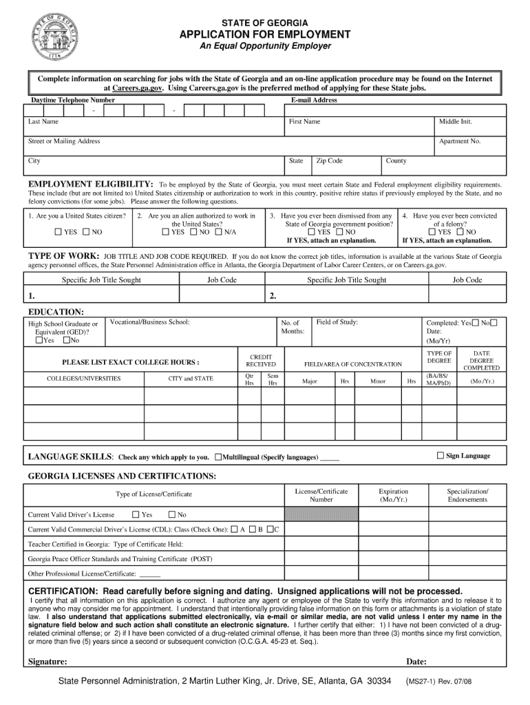  Georgia Absentee Ballot Application 2008-2024