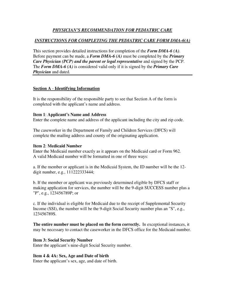 Pediatric Dma 6 a Editable  Form