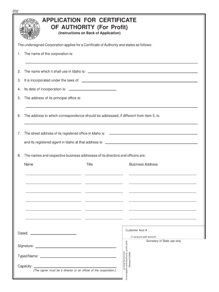 Sos Idaho Form