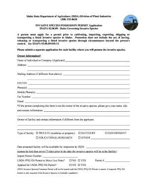 Idaho State Department of Agriculture ISDA Division of Plant Agri Idaho  Form