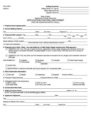 Form 235 1 Drilling Permit No Idaho Department of Water Resources Idwr Idaho