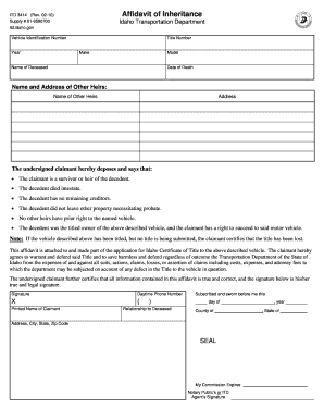 Idaho Affidavit of Inheritance  Form