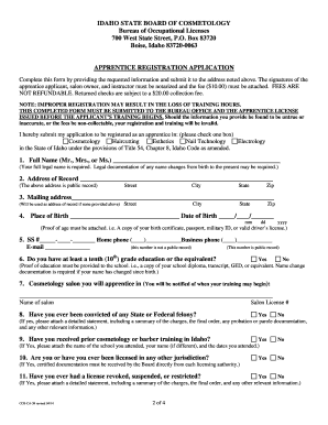 Idaho Cosmetology License  Form