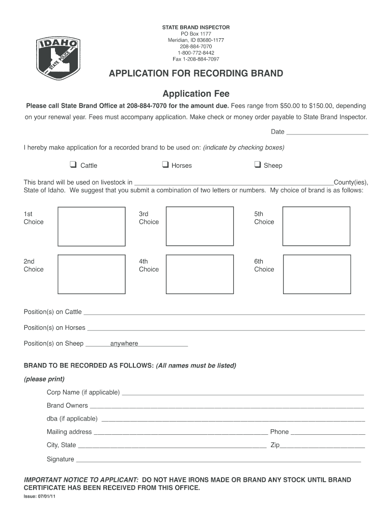 Idaho Brand Book  Form