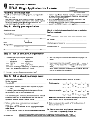 Illinois Bingo License  Form