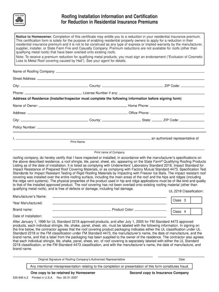 State Farm Class 4 Form