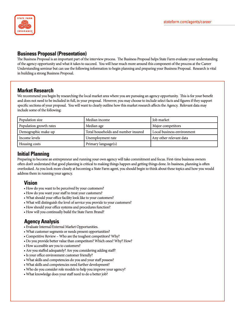 State Farm Business Proposal Presentation  Form