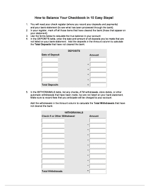 How to Balance a Checkbook Form