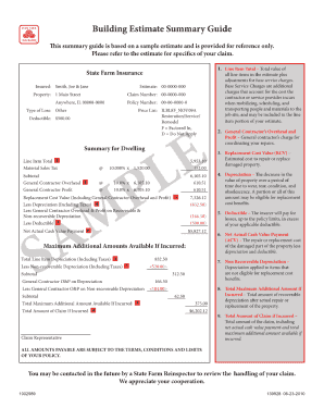 State Farm Estimate  Form