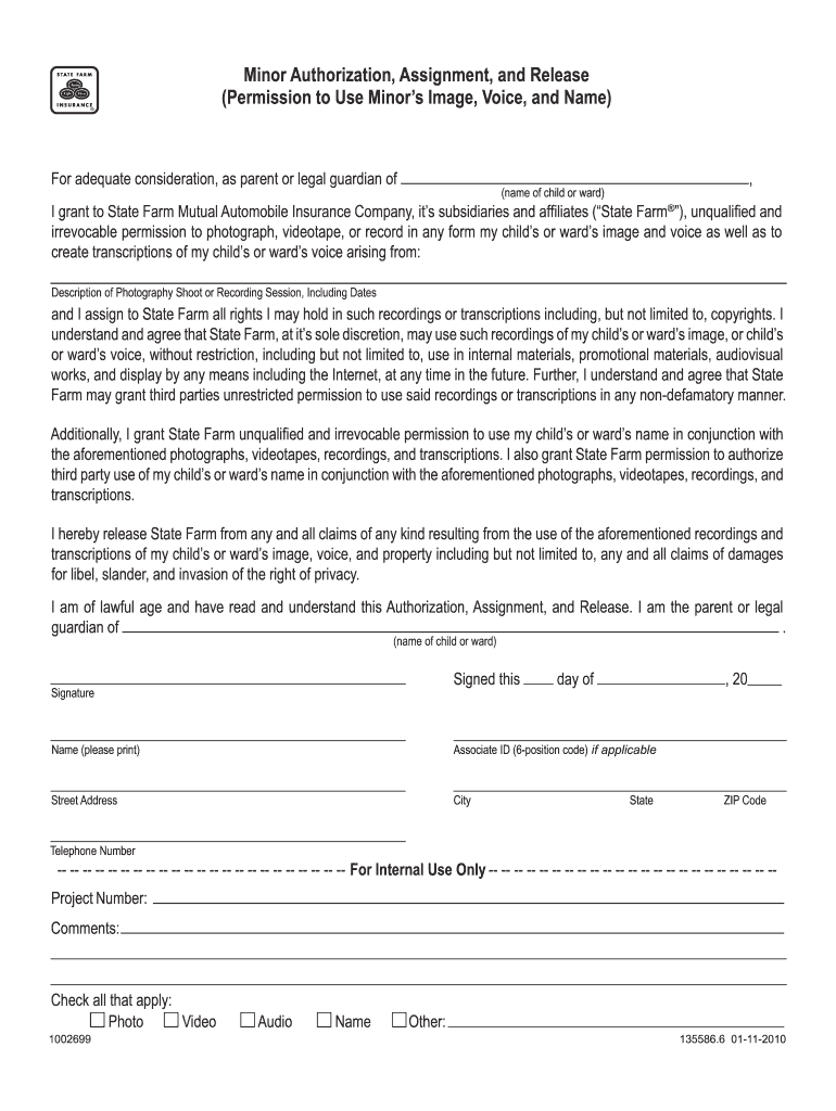  State Farm Release Form 2010-2024