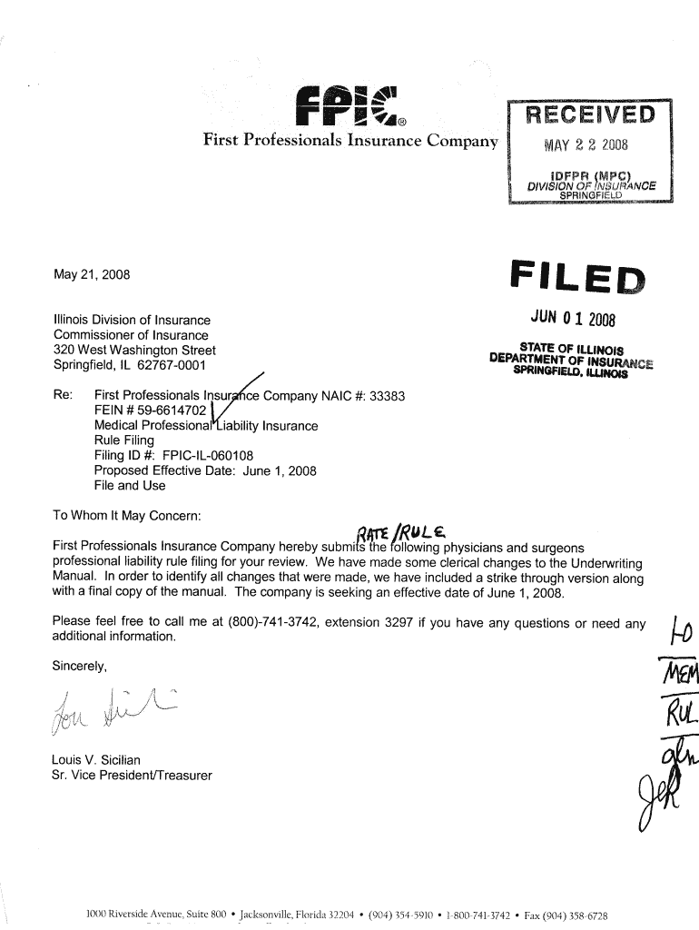 FPIC  IL  060108  Illinois Department of Insurance  State of Illinois  Insurance Illinois  Form