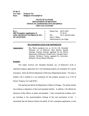 PT 09 15 Religious OwnershipUse Illinois Department of Tax Illinois  Form