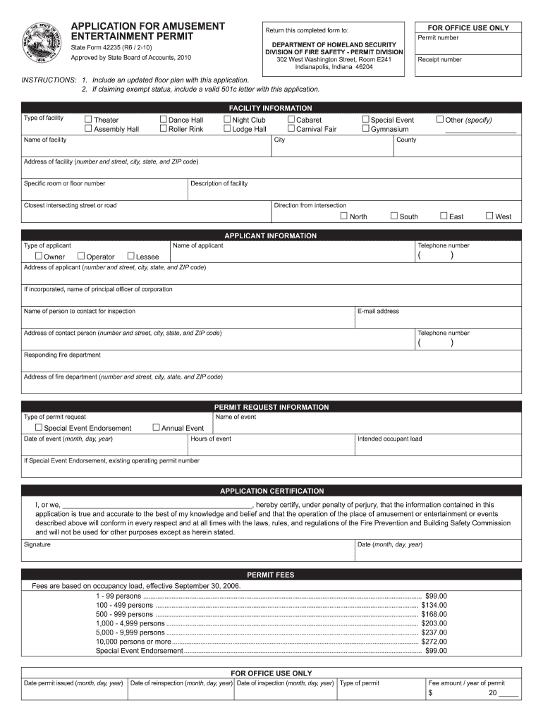  Indiana Amusement Permit 2010-2024