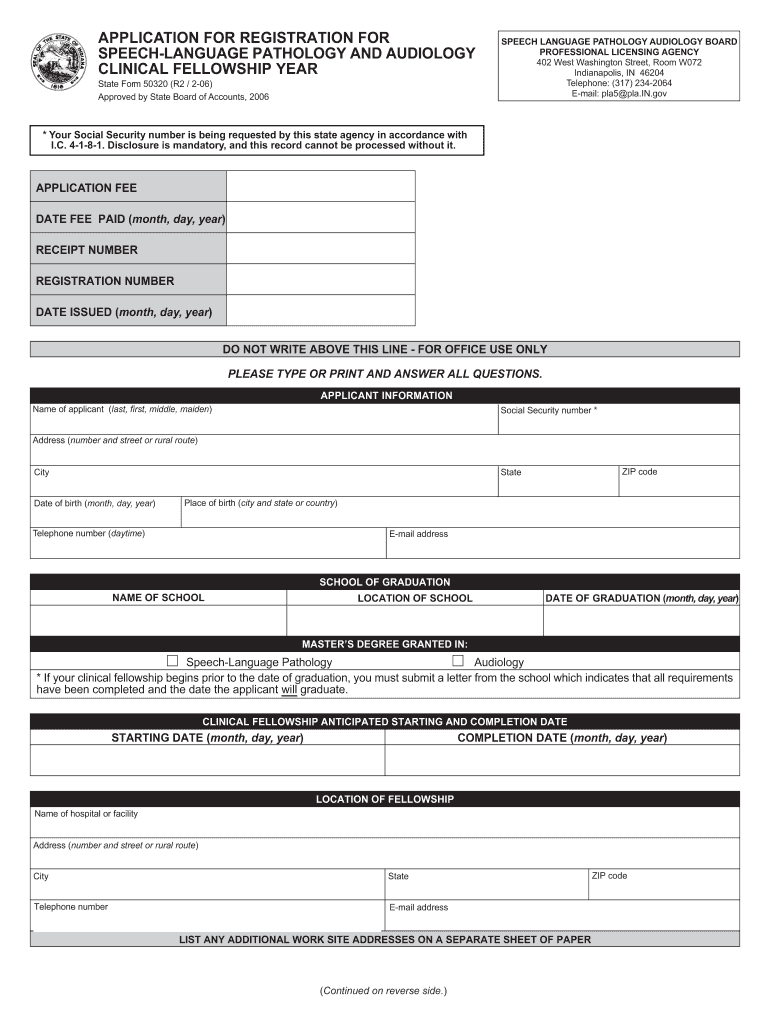 CFY Application State of Indiana in  Form