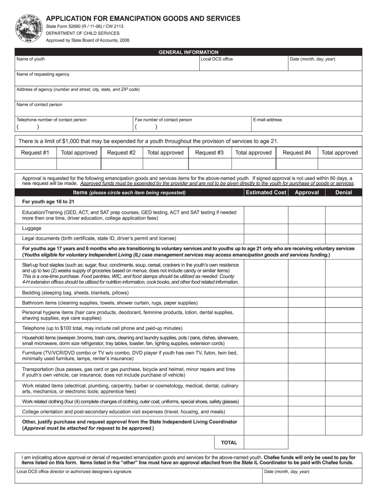  Indian Emancipation Forms 2006