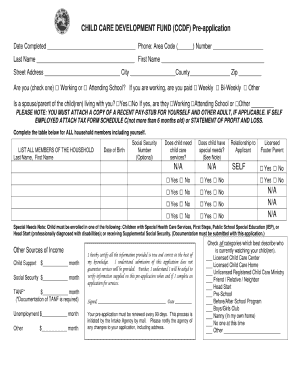 Ccdf Application  Form