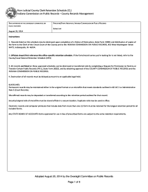 Non Judicial County Clerk Retention Schedule CL Indiana in  Form