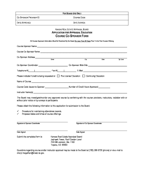 COURSE CO SPONSOR FORM Kansas Gov Kansas