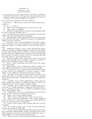 Amended by Chapter 195 an ACT Enacting the Revised Uniform Anatomical Gift Act Kansas