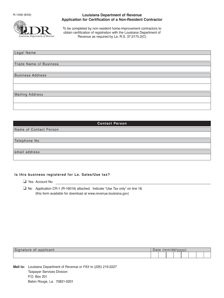 Louisiana Department of Revenue Application for Certification of a Rev Louisiana  Form