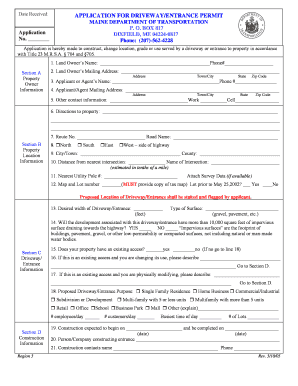 Maine Dot Driveway Permit  Form