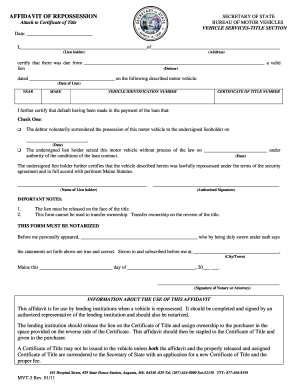 repossession forms affidavit form vehicle voluntary blank fill auto printable car repo nebraska sample bill pdf sign template agreement harmless