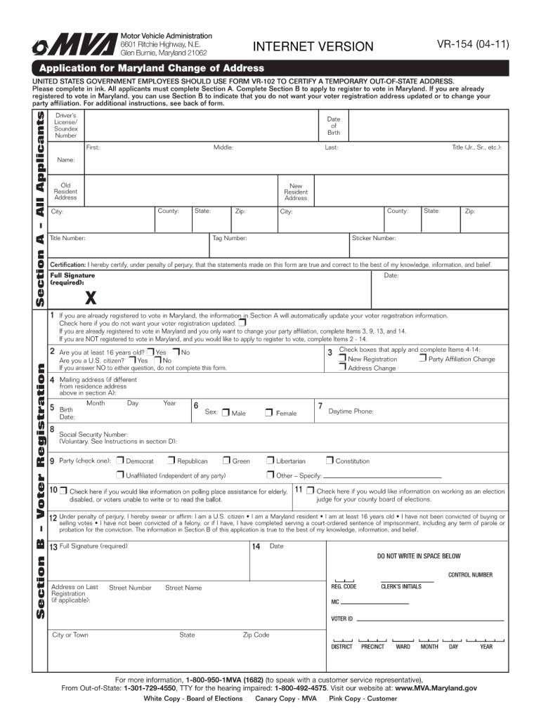  Change of Address Form Md 2017