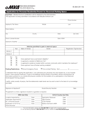  Application for Parking Permit 2014