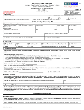  State of Michigan Mechanical Permit 2011-2024