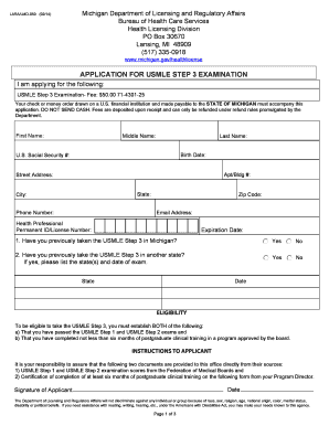 MD USMLE Application Packet State of Michigan Michigan  Form