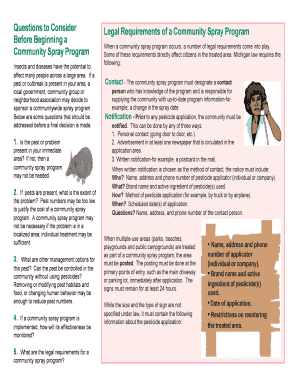 Community Spray Programs State of Michigan Michigan  Form