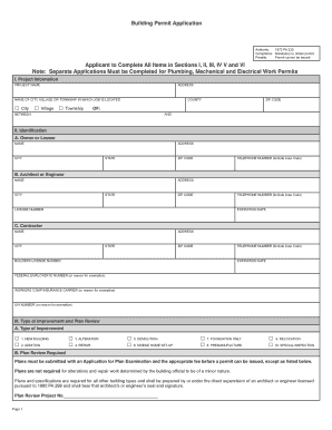 Construction Permit Application Example  Form