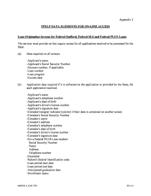 Appendix 2 FFELP DATA ELEMENTS for on State of Michigan Michigan  Form