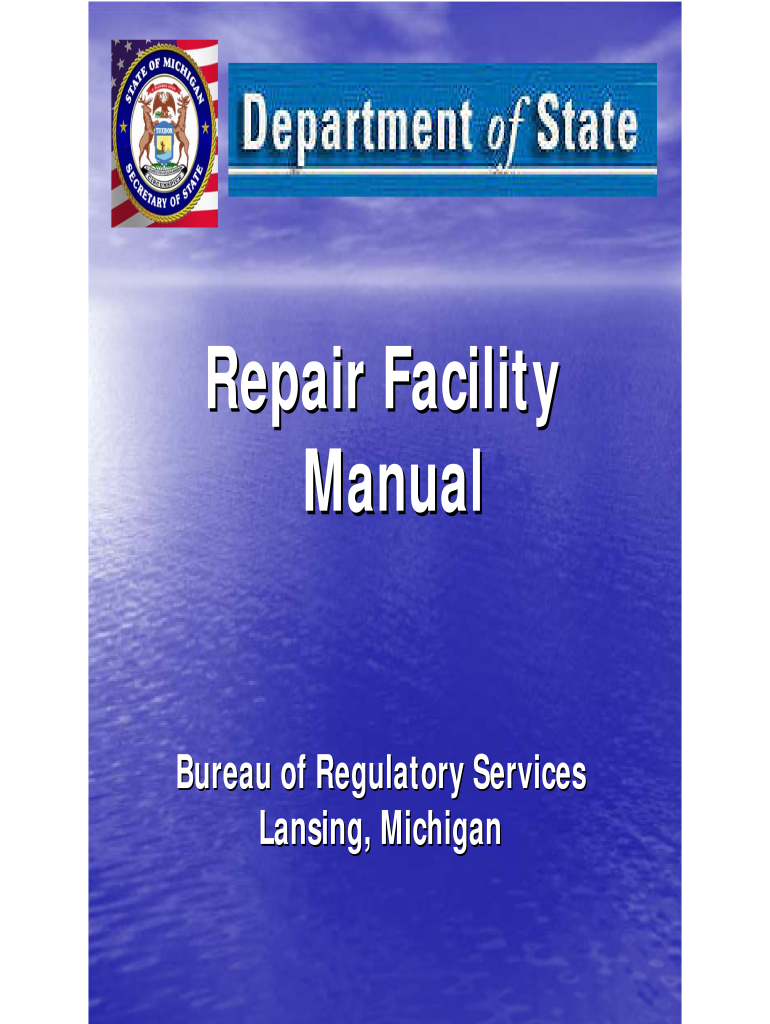 Michigan Repair Facility Manual Form
