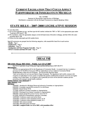 LEGISLATIVE SESSION HEALTH State of Michigan Michigan  Form