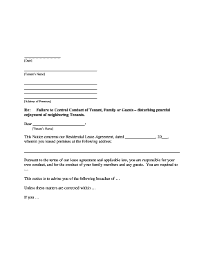 Quiet Enjoyment Letter to Landlord California  Form