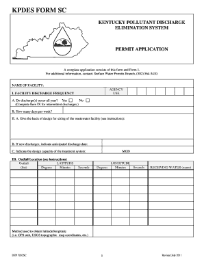 Permitting and ApprovalsWastewater Discharge Kentucky Energy  Form