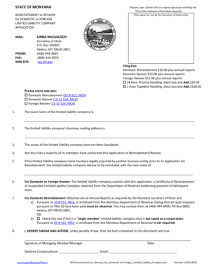 Montana Limited Llc  Form